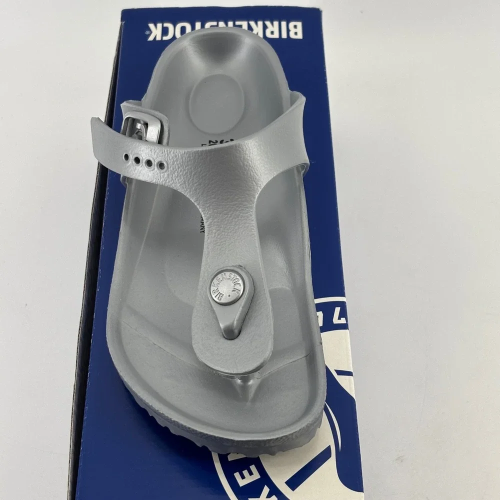 Birkenstock Gizeh EVA Sandals Kids 32 Silver Thong Waterproof New 1003497